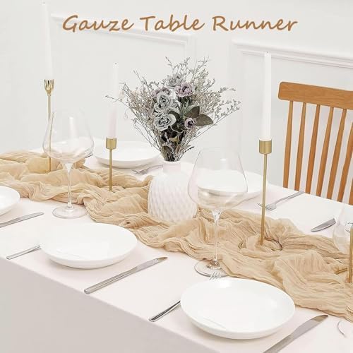 24 Pack Cheesecloth Table Runner, 35x120 Inch Boho Gauze Beige Table Runner 10ft Rustic Sheer Cheese Cloth Table Decor for Wedding Baby Bridal Shower Birthday Party Table Decoration - Image 2
