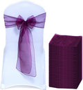 MDS Pack of 25 Organza Chair Sashes for Wedding & Event Décor – Eggplant by MDS