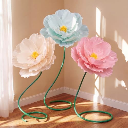 3 Pcs 5ft Large Paper Mix Color Poppy Flower Giant Artificial Poppy - Image 3