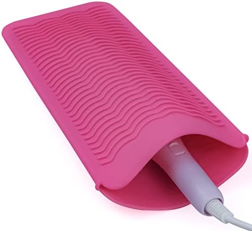 Silicone Heat Resistant Mat Pouch for Hair Straightener,Curling Iron, Pink by Fouews