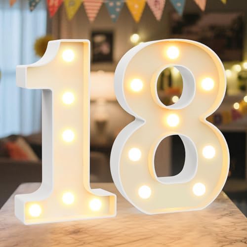 8.86 Inch Marquee Light Up Numbers 18 for Party Decorations by NANXU