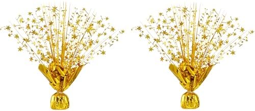 2 Pack Metallic Foil Spray Centerpiece Stars for Wedding, Birthday, Anniversary, Christmas Table Decor, Holiday Festival Baby Shower Graduation Mantle Party Decorations (Gold) by Unknown