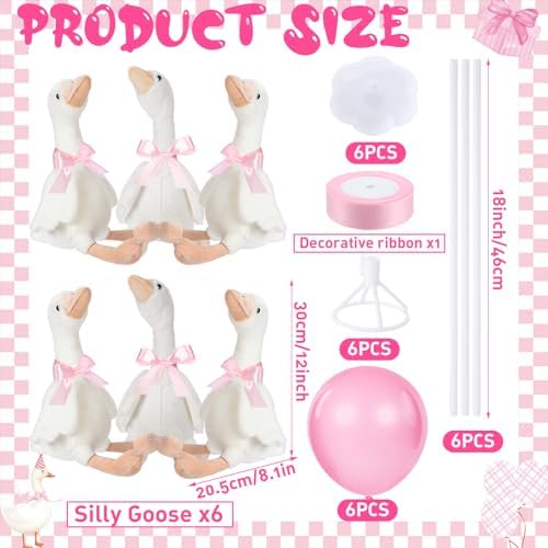 Chunful 6 Set Pink One Silly Goose 1st Birthday Decoration 11.8 Inch - Image 6