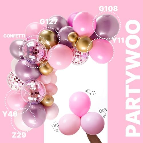 PartyWoo Pink and Gold Balloons 66pcs 12 Inch Gold Pearl Hot Pink Balloons - Image 3