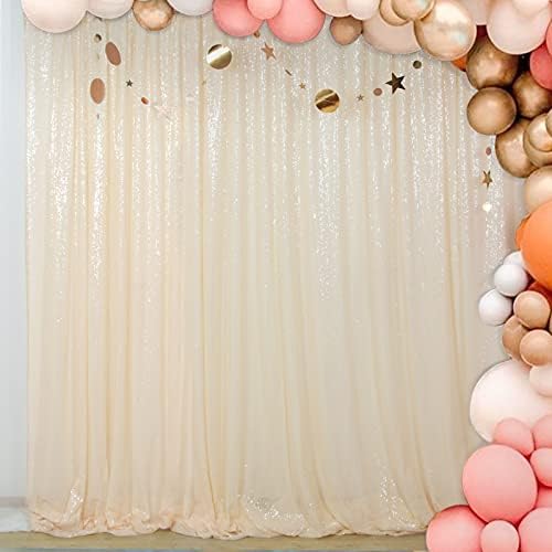 ShinyBeauty PHOTOBOOTH Background Choice-7FTx7FT-Ivory-Sequin Photography Backdrop Curtains for Wedding by ShinyBeauty