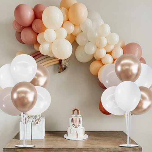 TONIFUL 4 Set Nude White Champagne Gold Balloon Stand Centerpiece for Table - Image 4
