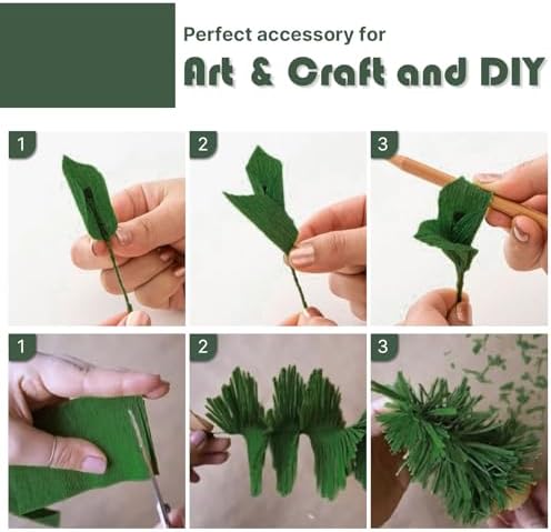 PartyWoo Dark Green Crepe Paper 4pcs 328 FT Emerald Sage Green Streamers - Image 4