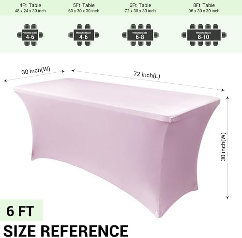 Obstal 6 Pack Stretch Spandex Table Covers for 6 Foot Tables, Pink - Image 4