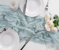 Bailarina 12 Pack Cheesecloth Table Runner 17x108 Inch Long Gauze Cheese Cloth 9ft Wrinkled Sheer Table Runner for Wedding Reception Birthday Party Table Decoration (Light Blue) by Bailarina