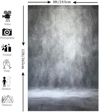 Abstract Photography Backdrop for Photoshoot 8x12ft,Grey,No Stand - Image 4