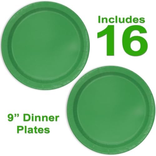 Heavy Duty Green Party Supplies Bundle 9" Dinner Plate, 7" Dessert Plates And Green Napkins, 56 Piece Disposable Paper Plate Party Set - Image 2