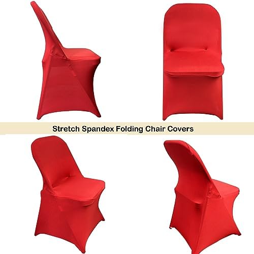 HAINARverS Stretch Spandex Folding Chair Covers 30PCS Red, - Image 4