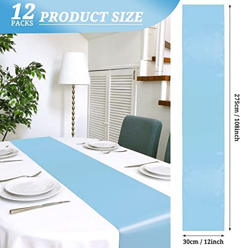 12 Pack Light Blue Satin Table Runner 12 x 108 Inch Long Premium Table Runners for Wedding Party Events Decoration, Birthday Parties, Banquets Decorations, Graduations, Engagements - Image 2