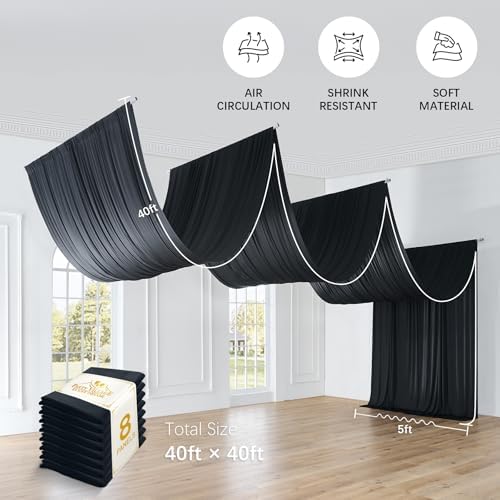 40ftx40ft Black Ceiling Curtain for Halloween Parties - Image 6