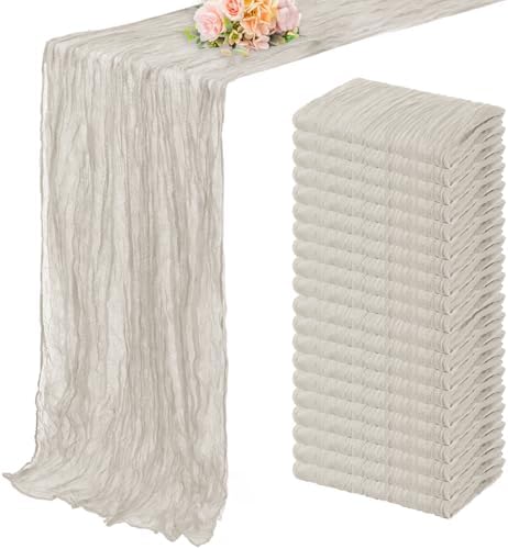20 Pack Rose Brown Cheesecloth Table Runner 10FT Rustic Gauze Fabric Cheese Cloth Table Runner for Wedding Bridal Baby Shower Table Decor Boho Sheer Birthday Party Table Decorations 20 x 120 Inch Long by FoliafeelHome
