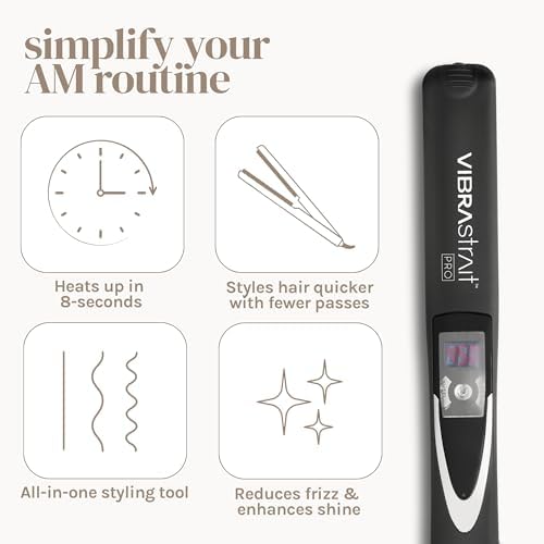 Vibrastrait Pro Vibrating Ceramic Tourmaline Ionic Flat Iron, 1-inch - Image 6