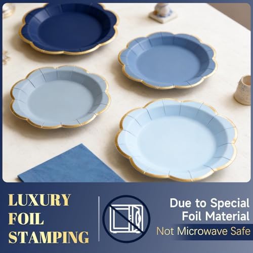 60 PCS Dusty Blue Paper Plates and Napkins Party Supplies for 20 Guests - Image 5
