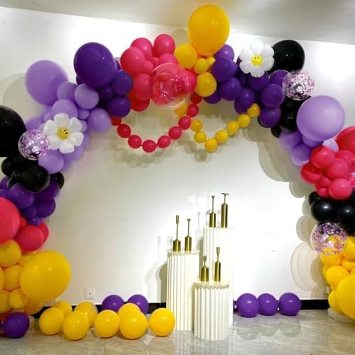 Hot Pink Purple Black Yellow Baloon Arch Kit, Kpop Music Hunter Balloons - Image 7