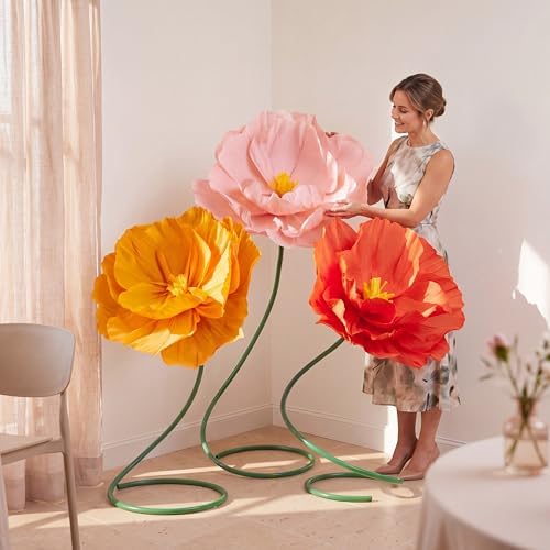 3 Pcs 5ft Giant Multicolor Poppy Flower Back to School Decor - Image 5