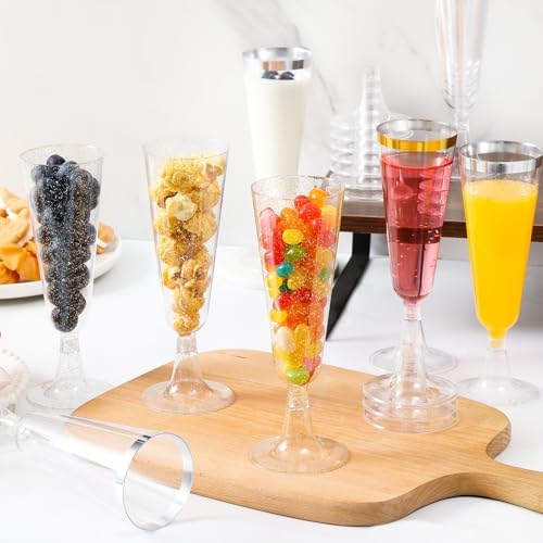 Champagne Flutes Plastic Champagne Glasses Disposable Glitter Mimosa Cups - Image 7