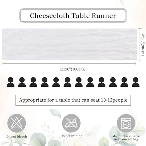 6 Pack White Cheesecloth Table Runner 35×120Inch Fall Boho Gauze Home Decor - Image 5