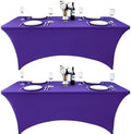 2-Pack 6ft Spandex Table Covers for Rectangle Standard Folding Tables - Wrinkle Resistant Stretch Tablecloths - Ultimate Fitted Table Protector for Parties, Trade Shows, Banquet by Unknown
