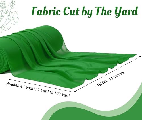 50 Yard Chiffon Fabrics, 44" Wide, Lightweight, Sheer – Green - Image 4