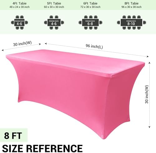 Obstal 8ft Stretch Spandex Table Cover, 2 Pack, Dark Pink - Image 4
