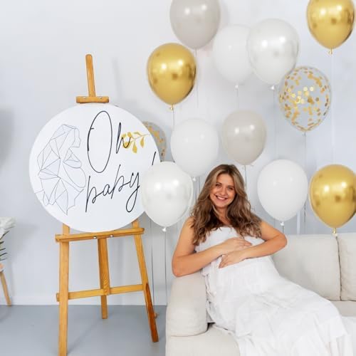 68Pcs Sand White Gold Confetti Balloons Kit 12 Inch Ballons Beige Pearl White Balloon Gold Party Balloons with Ribbons for Birthday Wedding engagement Baby Shower Graduation Decorations. - Image 5