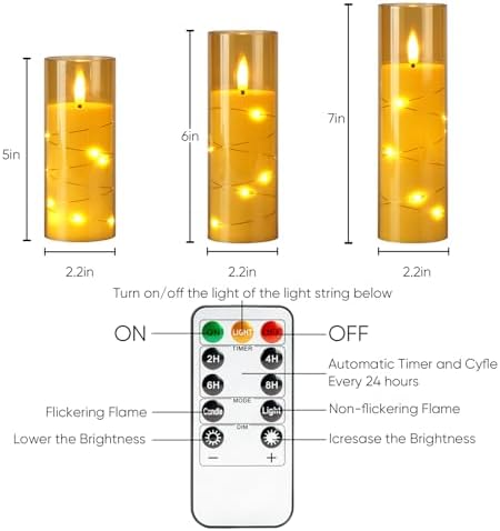 Homemory 12Pcs Flickering Flameless Candles with Remote, LED Pillar Candles - Image 7
