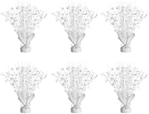 6 Pack Metallic Foil Spary Centerpieces for Tables, White Centerpieces for Tables Decorations, Star Brust Table Centerpieces for Birthday Graduation Wedding Baby Shower Party by Unknown