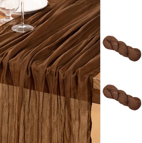 DeZerlor Brown Cheesecloth Table Runners 2 Pack Fall Runners by DeZerlor
