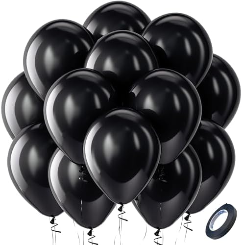 Bezente Black Balloons Latex Party Balloons - 100 Pack 12 inch by Bezente