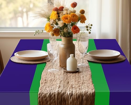 Oudain 3 Pcs Plastic Disposable Table Cloth 54" x 108", Green, Purple - Image 4