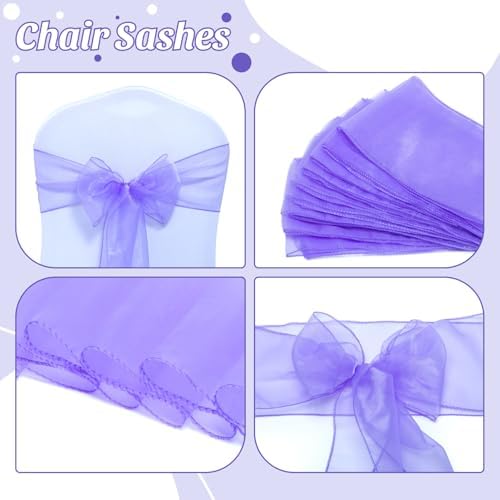 MDS Pack of 300 Organza Chair Sashes for Wedding & Event Décor – Lavander - Image 4