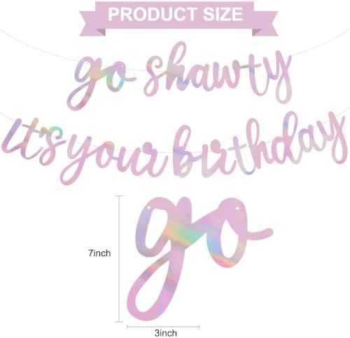 BEISHIDA Rainbow Pink Pre-Strung Go Shawty It's Your Birthday Banner Decor - Image 2