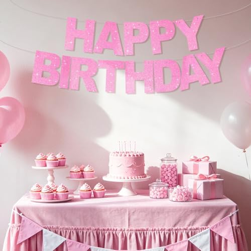BEISHIDA Pre-Strung Dark Pink Happy Birthday Banner Party Sign Decoration - Image 6