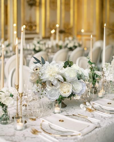 FACINOC White Rose Artificial Flowers Fake Flower Bulk with Stems Box Set - Image 5