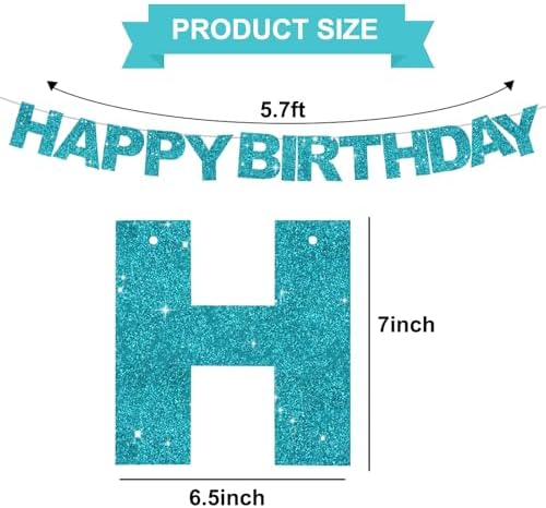 BEISHIDA Pre-Strung Lake Blue Happy Birthday Banner Party Sign Decoration - Image 2