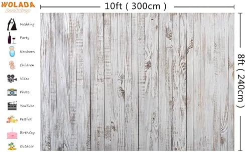 10x8FT Vintage Wood Backdrop Retro Rustic White Gray Wooden Floor Backdrops for Photography Kids Adult Photo Booth Video Shoot Vinyl Studio Prop 11890 - Image 3