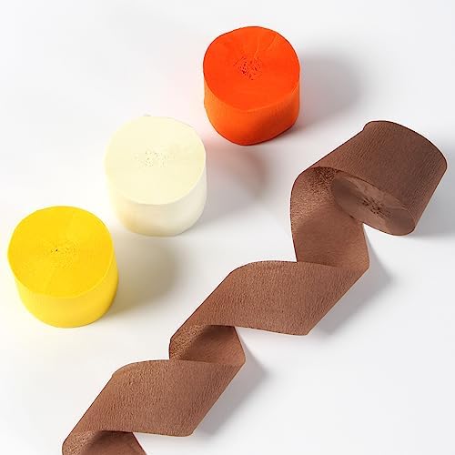 Yellow-Beige Orange-Brown Fall Party-Decorations Streamers - 8 Rolls Boho Autumn Baby Shower Thanksgiving Harvest Crepe Tissue Paper Streamer,Birthday Bridal Bachelorette Wedding Garland Panduola - Image 5