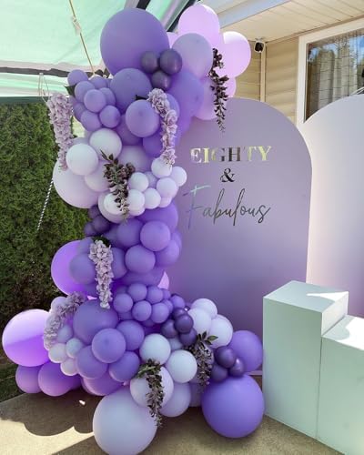 146Pcs Purple Balloons Garland Arch Kit - 5 10 12 18 inch Lavender Dark Purple Metallic Latex Balloons for Butterfly Baby Shower Birthday Wedding Princess Party Decorations - Image 6