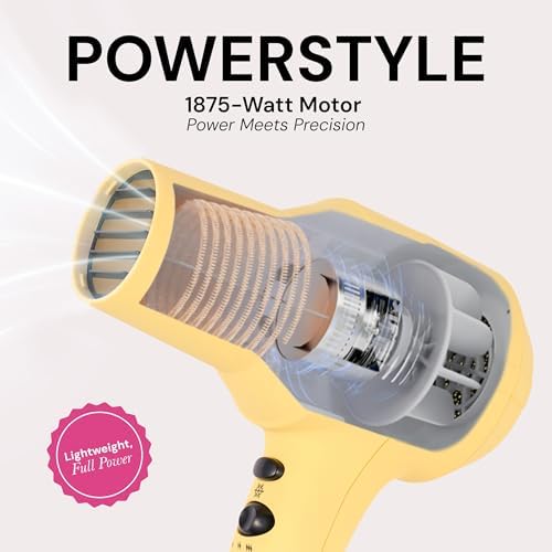 L'ANGE HAIR PowerStyle Turbo Ionic Hair Dryer | 1875 Watt Professional Blow Dryer with Diffuser & Concentrator | Multiple Heat & Speed Settings for Fast Drying | Salon-Grade Styling Tools, Yellow - Image 5