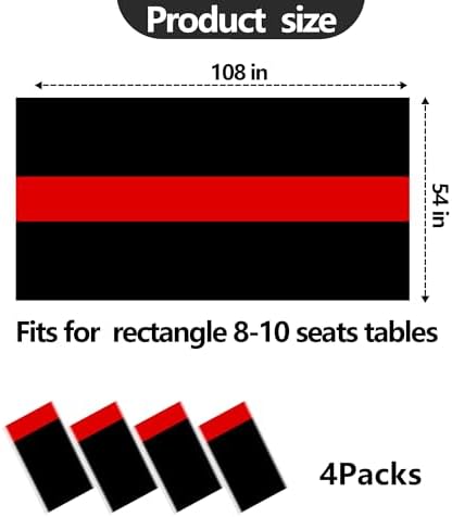 4 Pcs Black and Red Disposable Plastic Tablecloths Party Decorations - Image 2