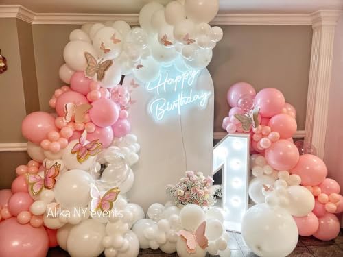 Pink and White Balloon Arch Kit, ADOINBY 140Pcs Macaron Pink Balloon Matte White Balloon 18 12 10 5 Inch Different Size Balloons for Engagement Wedding Birthday Baby Shower Gender Reveal Decorations - Image 4