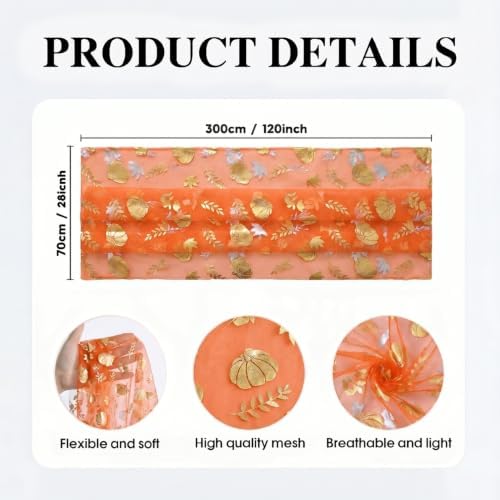 Artoid Mode 6-Pack Fall Gauze Table Runner 120 Inch, Metallic Foil Leaves - Image 6
