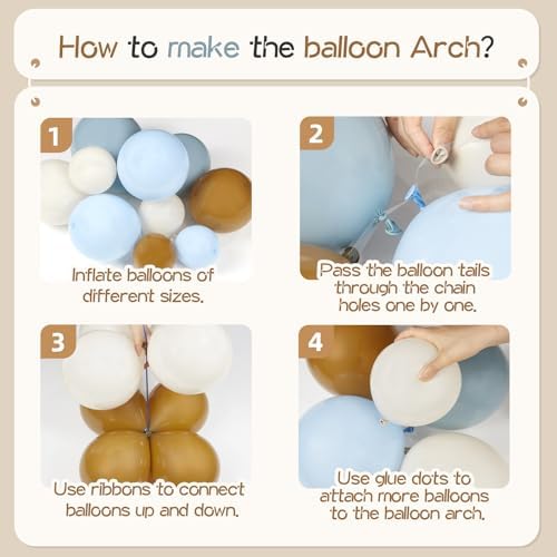 146pcs Dusty Blue and Brown Balloon Arch Kit with White Balloons - Image 3