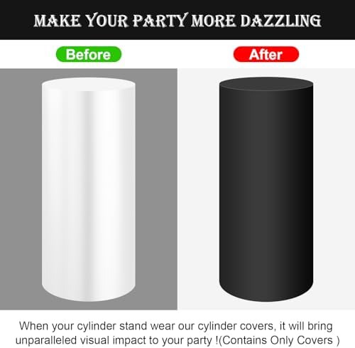 SaitiMade Set of 3 - Black Cylinder Pedestal Stand Covers - Image 4