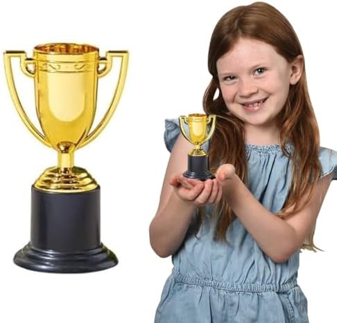ZUGAR LAND Small Gold Trophies - Pack. (4") Plastic. Bulk Mini Trophy Cups. Great Olympic/Sports Participation Event Tournaments and Competitions Party Favors Themed Decoration - Image 2