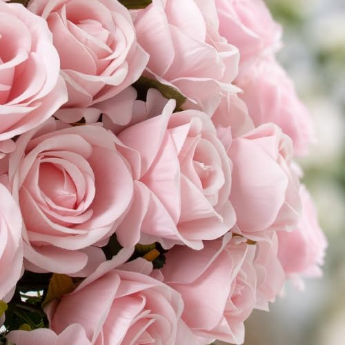 Hananona 50 Pcs Artificial Roses, Realistic Silk Peach Flowers Bulk - Image 6